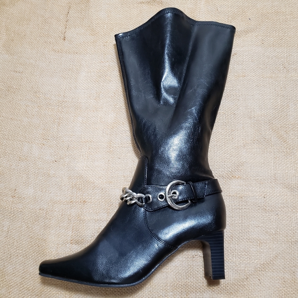 CLOUDWALKER Black Heeled Boots MOTO - Picture 3 of 8